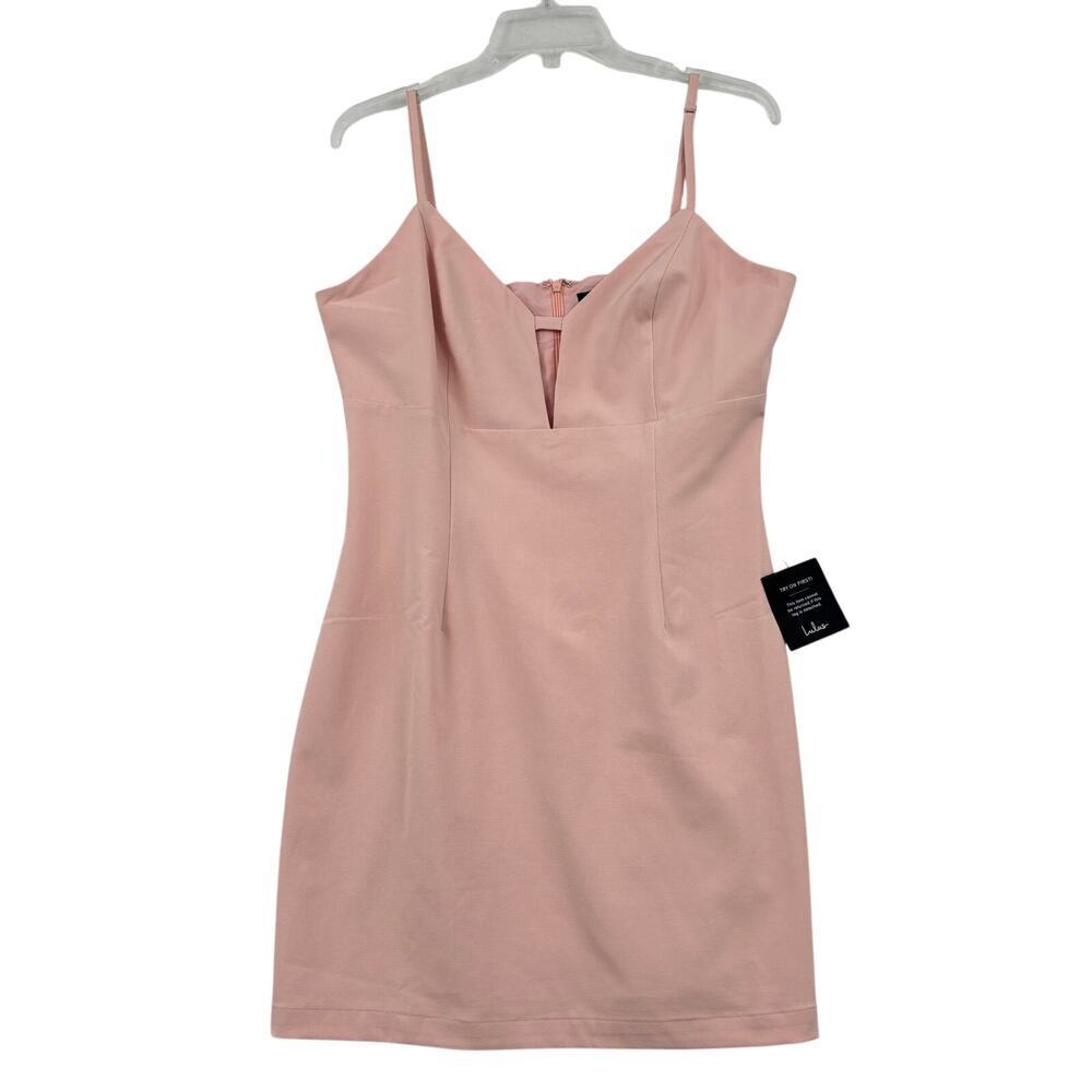 Lulus Mini Dress Size L Blush Pink Lined Keyhole Neck Back Zip Stretch